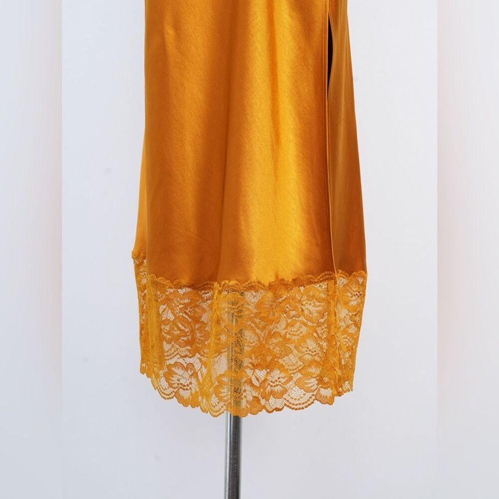 NWOT SELF-PORTRAIT  Burnt Orange Satin-Lace Midi Dress UK8/US4 - Picture 15 of 16